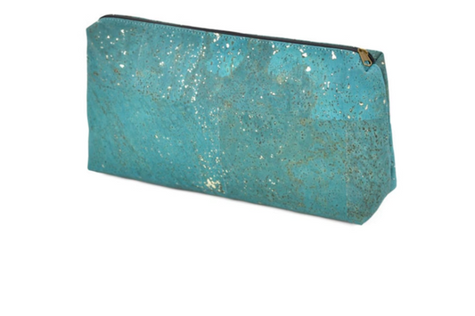 Turquoise & Metallica Slim Zipper Clutch