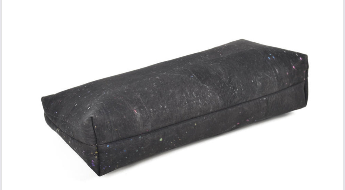 Black Confetti Cork Slim Zipper Clutch